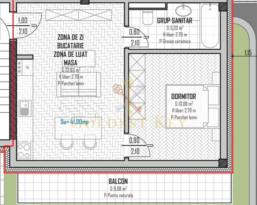 Apartament cu 2 camere și balcon - Baciu  +TVA