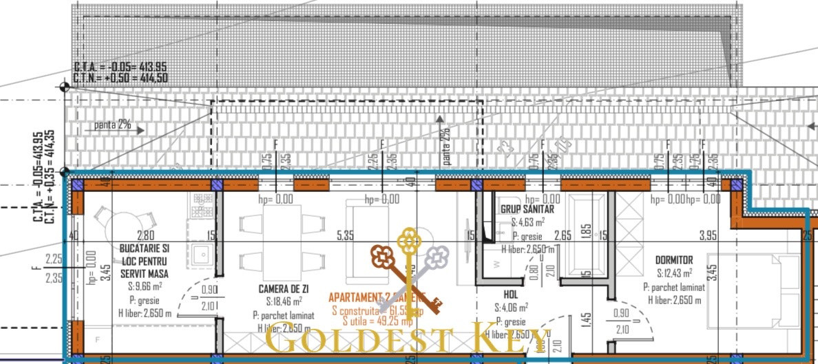 Apartament cu 3 camere și terasă de 28,5 mp - se poate lua prin Credit 