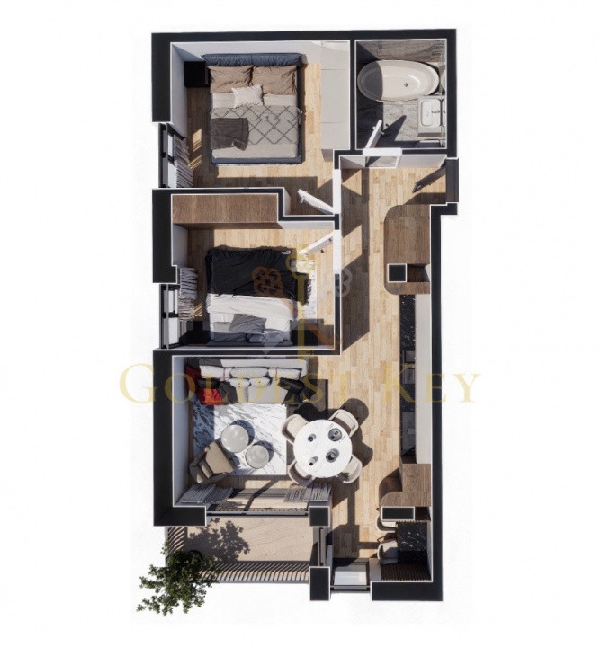 Apartament finisat cu 3 camere, balcon și parcare exterioară 