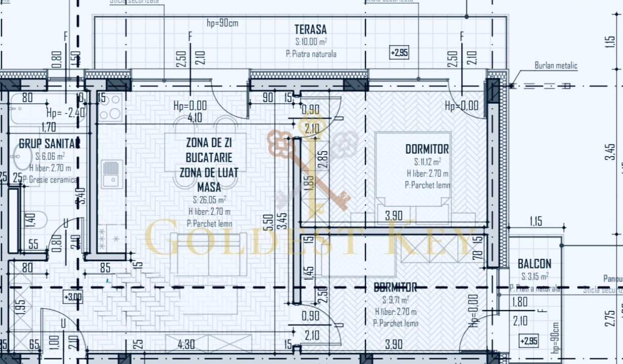 Apartament cu 3 camere, balcon generos. Încălzire în pardoseală 