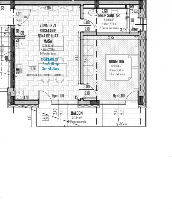 Apartament semifinisat cu 2 camere, balcon, parcare exterioară! Baciu