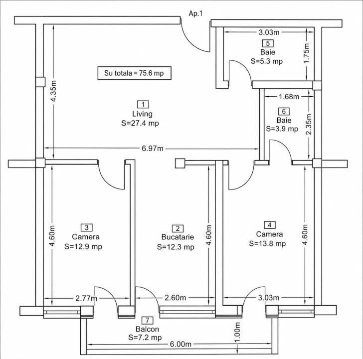 Apartament la cheie cu 3 camere, balcon și parcare! Baciu, Petrom
